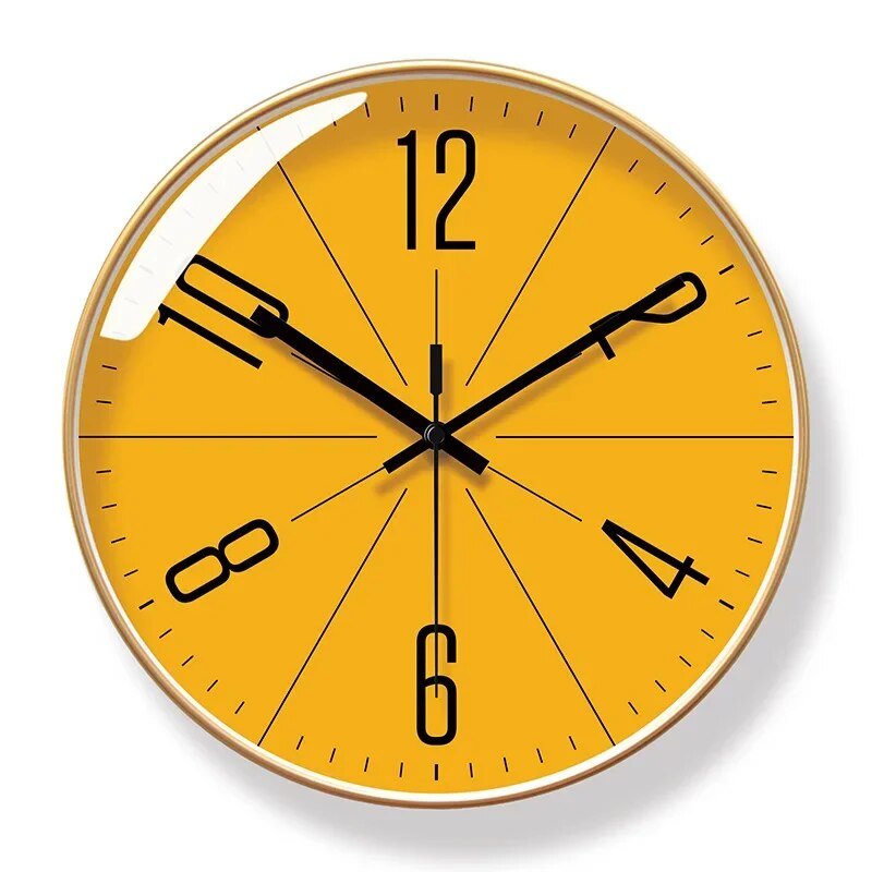 Modern Wall Clock with Minimalist Dial - Wall Clock - Gold - Orange - Seravelle Home