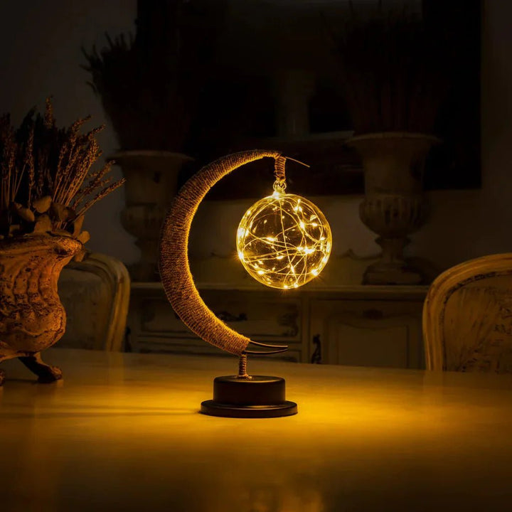 Moon Lamp with Rope Design for Atmospheric Lighting - Table Lamp - Galaxy blue - Seravelle Home