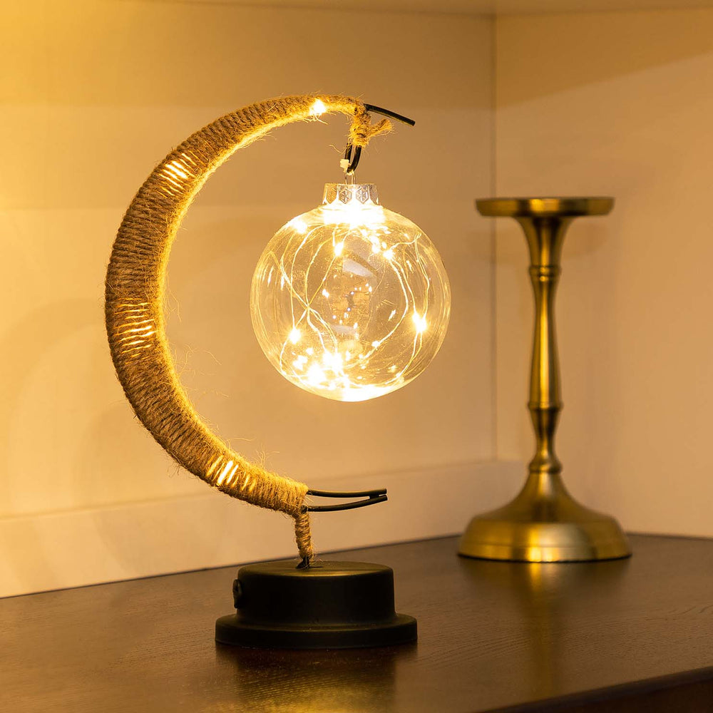 Moon Lamp with Rope Design for Atmospheric Lighting - Table Lamp - Galaxy blue - Seravelle Home