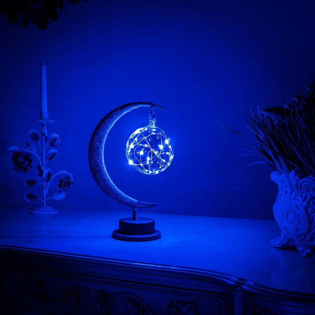 Moon Lamp with Rope Design for Atmospheric Lighting - Table Lamp - Galaxy blue - Seravelle Home