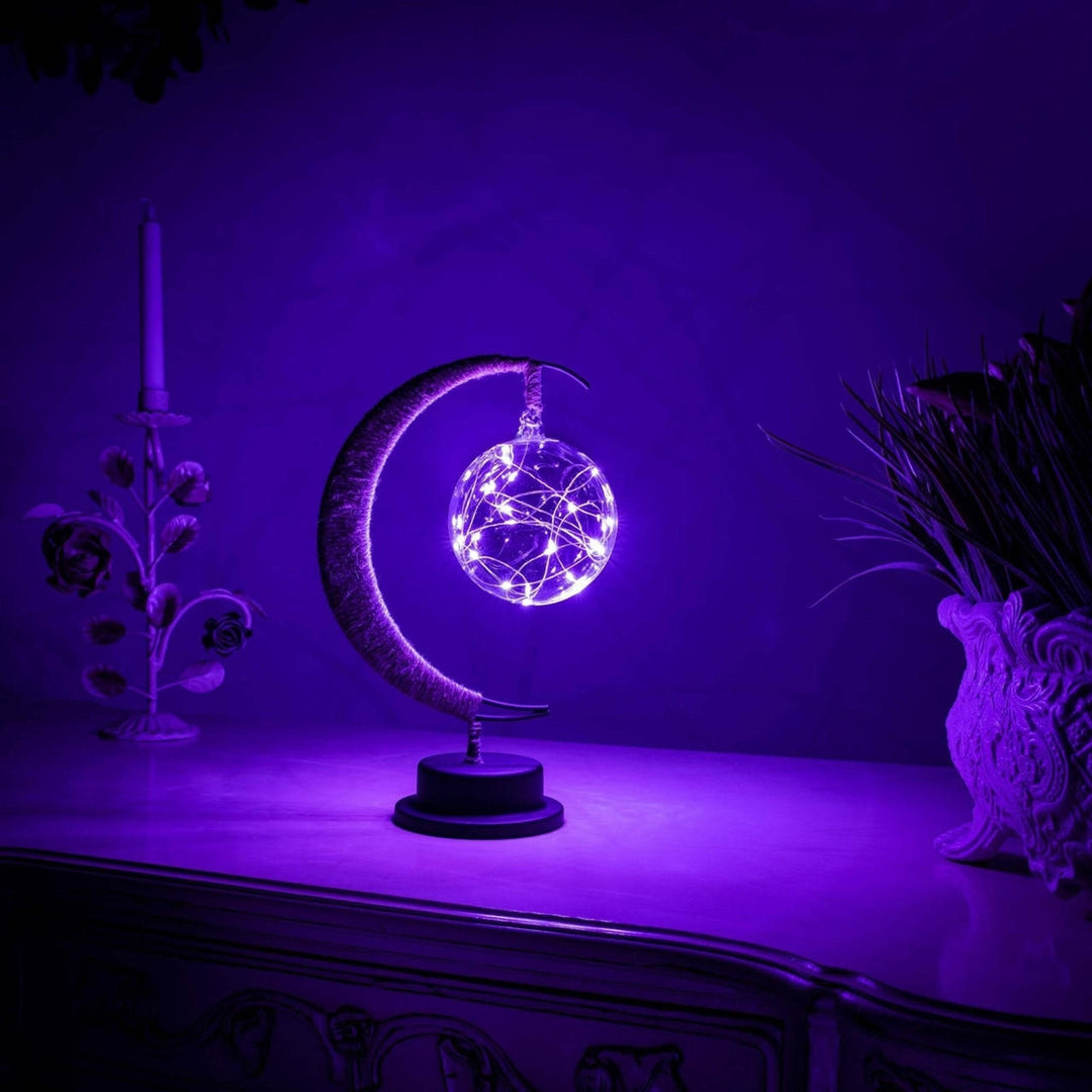 Moon Lamp with Rope Design for Atmospheric Lighting - Table Lamp - Cosmic purple - Seravelle Home