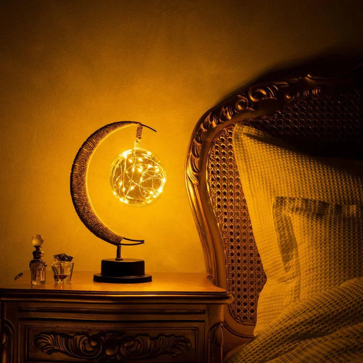 Moon Lamp with Rope Design for Atmospheric Lighting - Table Lamp - Galaxy blue - Seravelle Home