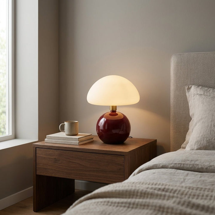Mushroom Design Table Lamp for Modern Accent Lighting - Table Lamp - Burgundy - Seravelle Home