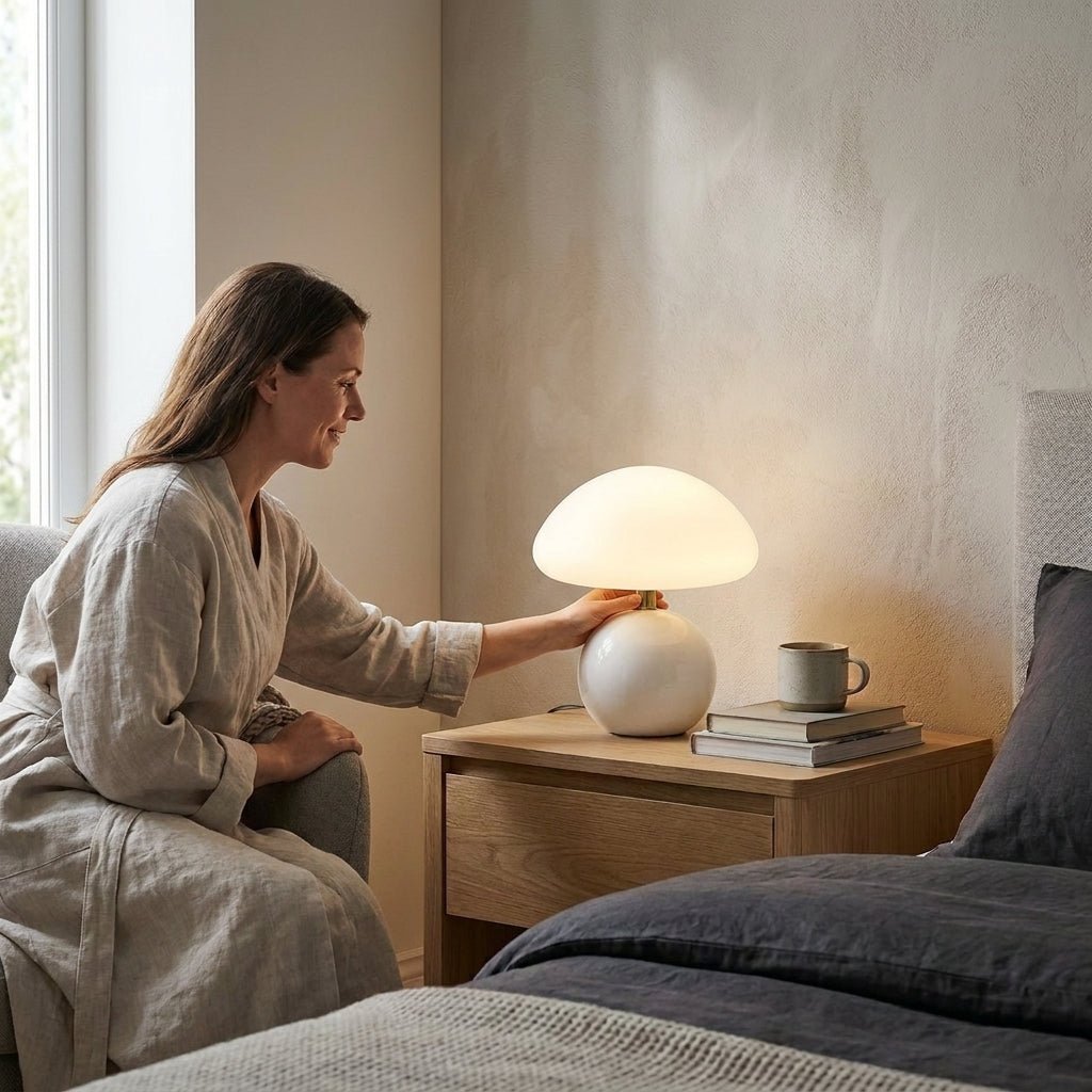 Mushroom Design Table Lamp for Modern Accent Lighting - Table Lamp - White - Seravelle Home