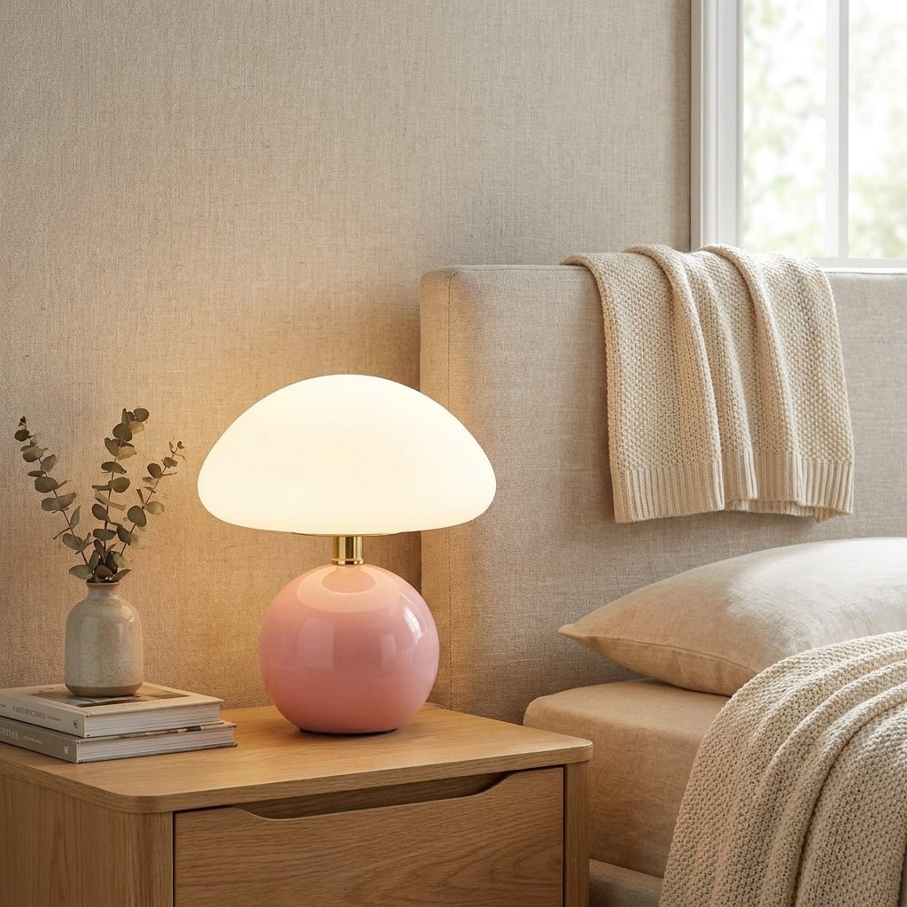 Mushroom Design Table Lamp for Modern Accent Lighting - Table Lamp - Pink - Seravelle Home