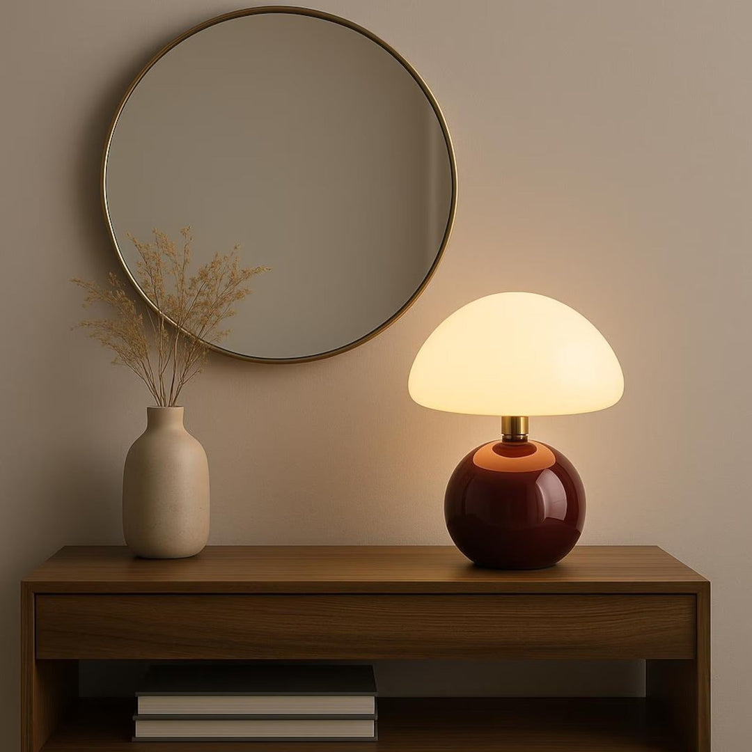 Mushroom Design Table Lamp for Modern Accent Lighting - Table Lamp - Burgundy - Seravelle Home