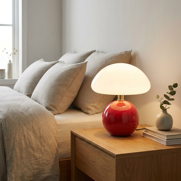 Mushroom Design Table Lamp for Modern Accent Lighting - Table Lamp - Red - Seravelle Home