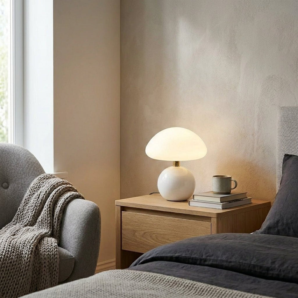Mushroom Design Table Lamp for Modern Accent Lighting - Table Lamp - White - Seravelle Home