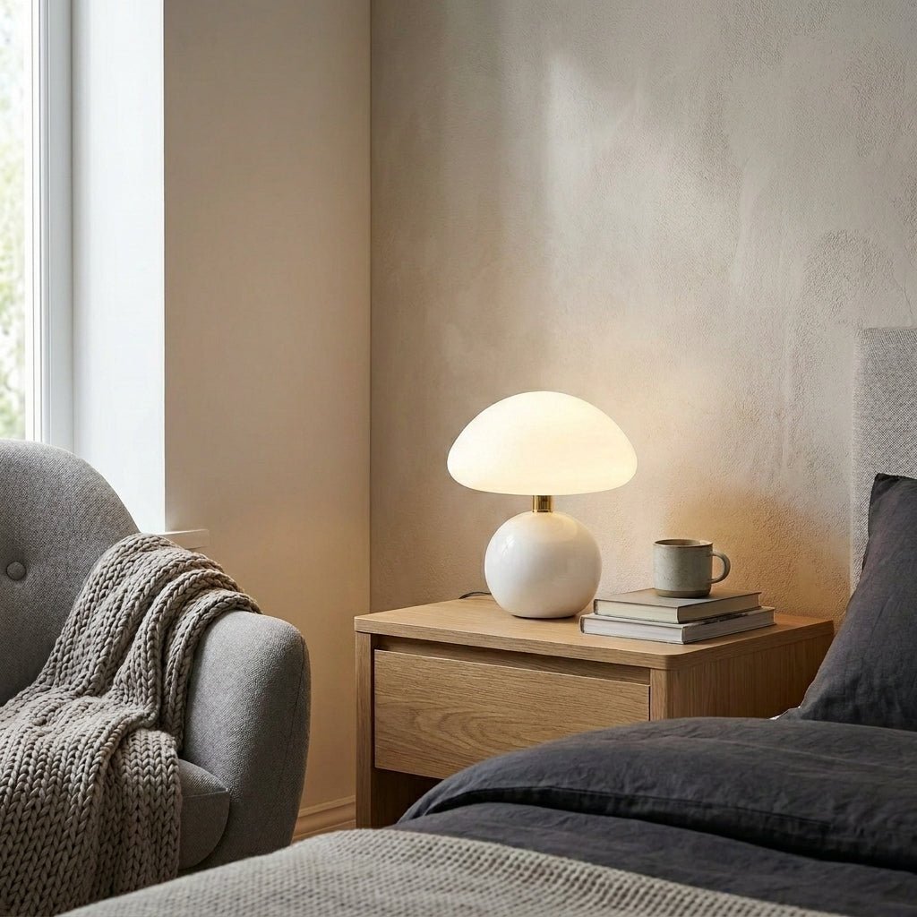 Mushroom Design Table Lamp for Modern Accent Lighting - Table Lamp - White - Seravelle Home