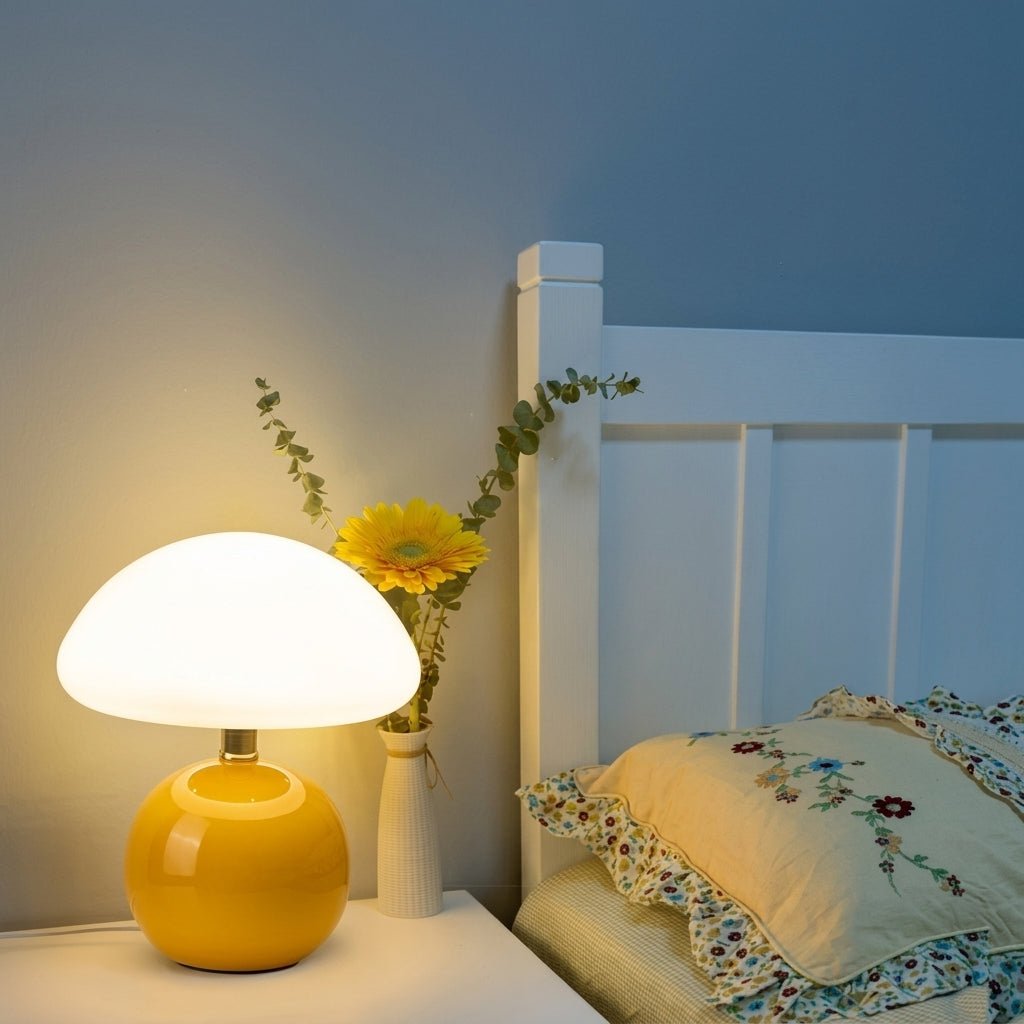 Mushroom Table Lamp with Dome Shade and Round Ball Base - Table lamps - Orange - Seravelle Home