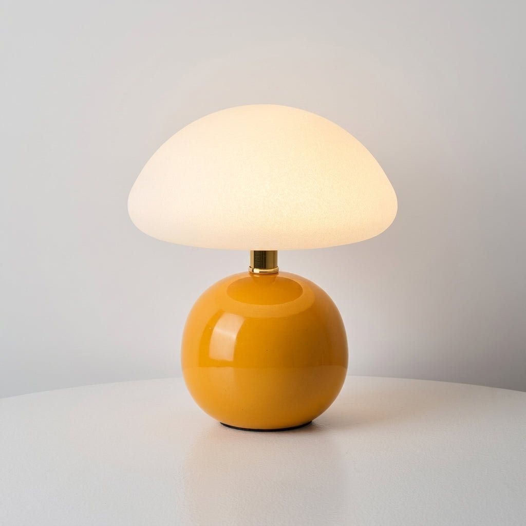 Mushroom Table Lamp with Dome Shade and Round Ball Base - Table lamps - Orange - Seravelle Home