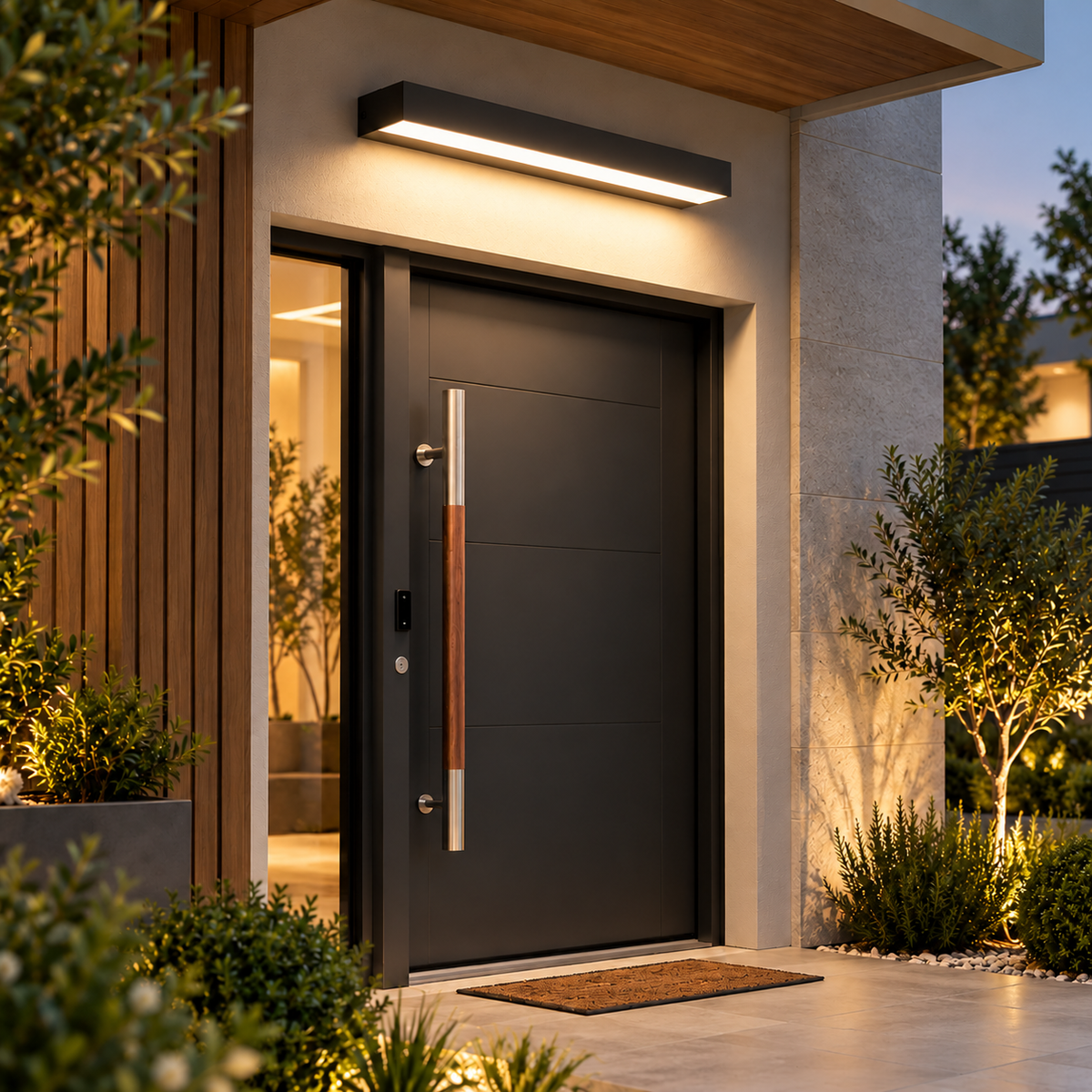 Modern Horizontal Linear LED Outdoor Wall Light for Porch Entryways