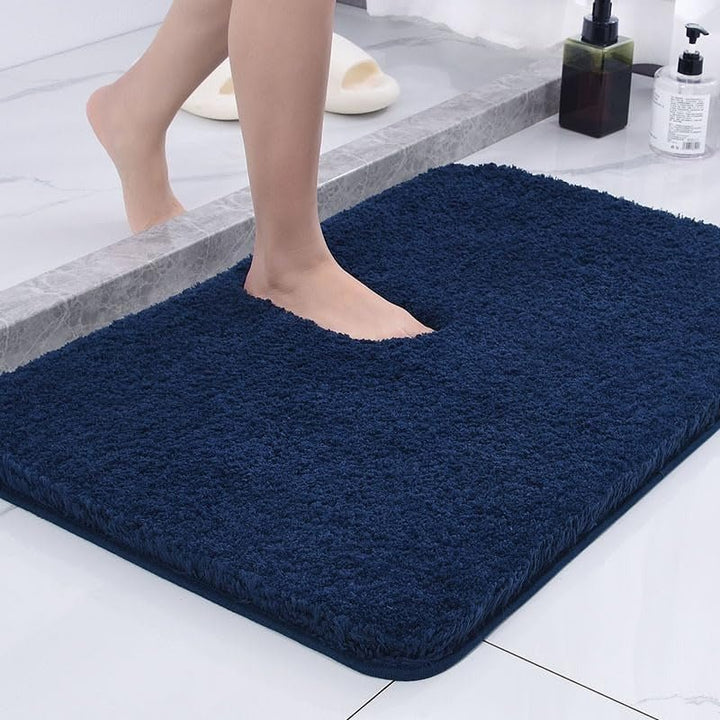 Non - slip bath mat made of soft plush for the bathroom - Bath Mat - Blue - Seravelle Home