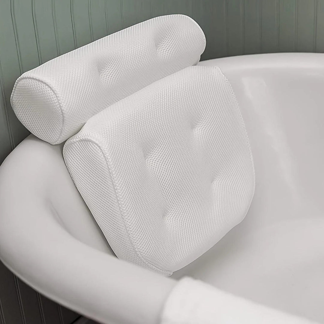Non - slip Bath Pillow with Suction Cups - Bath Pillow - White - Seravelle Home