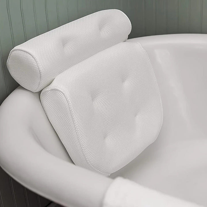 Non - slip Bath Pillow with Suction Cups - Bath Pillow - White - Seravelle Home