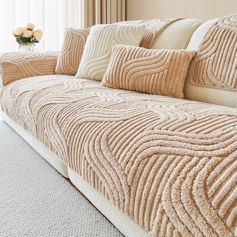 Non - Slip & Textured Sofa Throw - Sofa Throw - Khaki - Seravelle Home