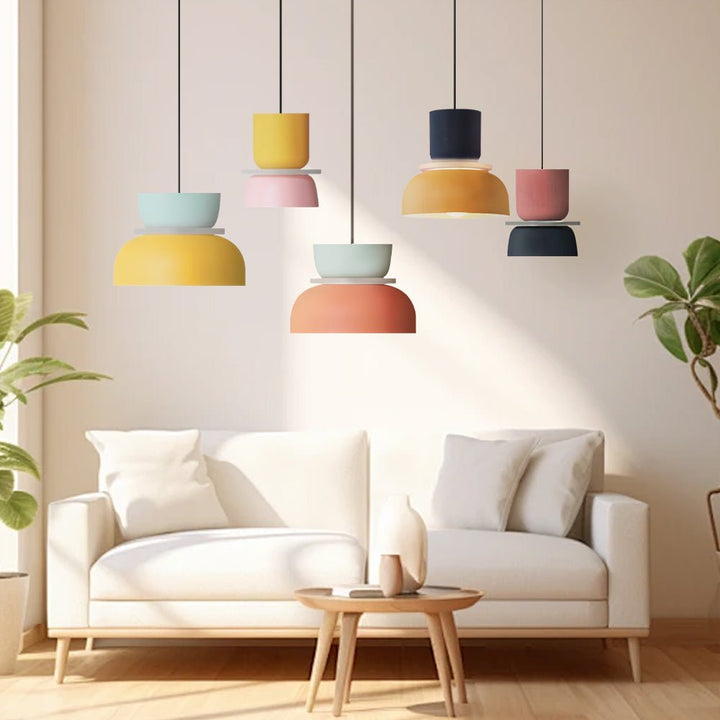 Nordic Pendant Light in Modern Colour Gradient Design - Pendant Light - Pink + Light Green - Seravelle Home