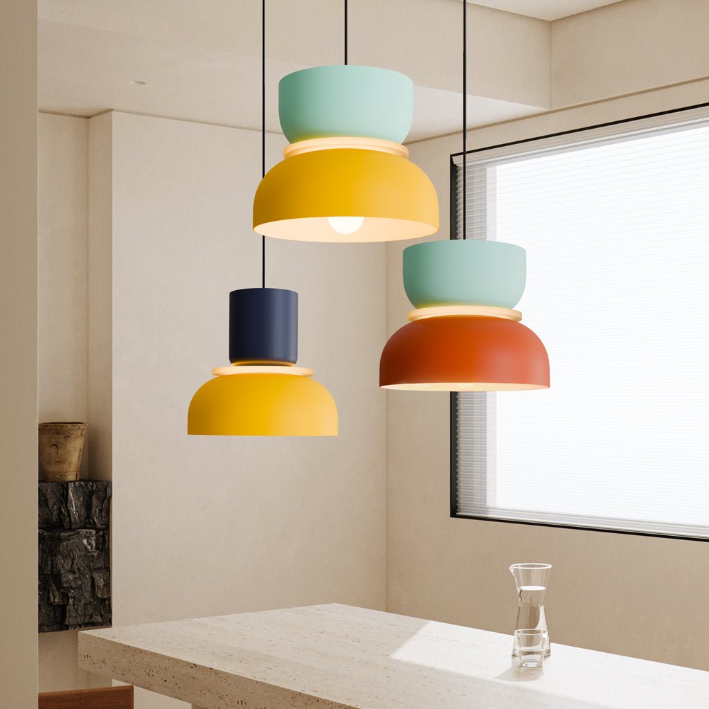 Nordic Pendant Light in Modern Colour Gradient Design - Pendant Light - Pink + Light Green - Seravelle Home