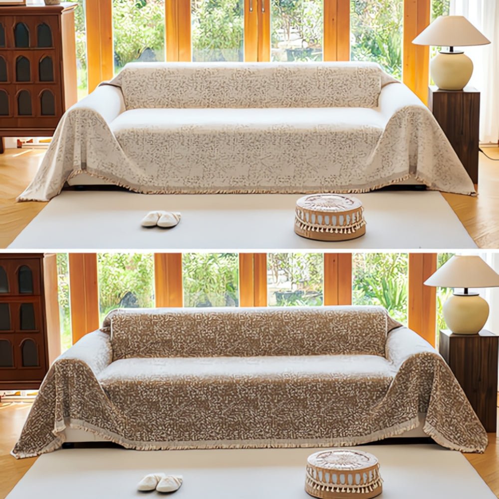 Nordic Speckle Pattern Reversible Sofa Throw - Sofa Cover - Mocha Blossom - Seravelle Home