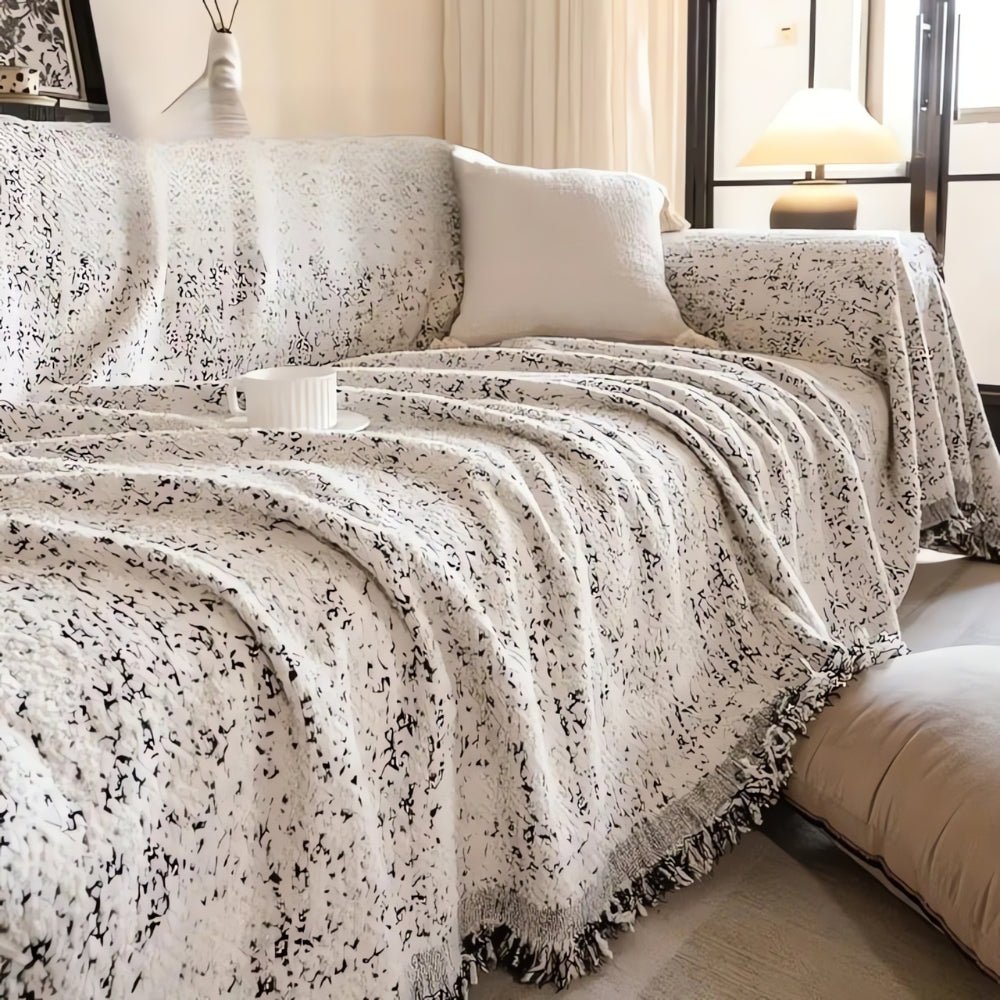 Nordic Speckle Pattern Reversible Sofa Throw - Sofa Cover - Ash Fern - Seravelle Home