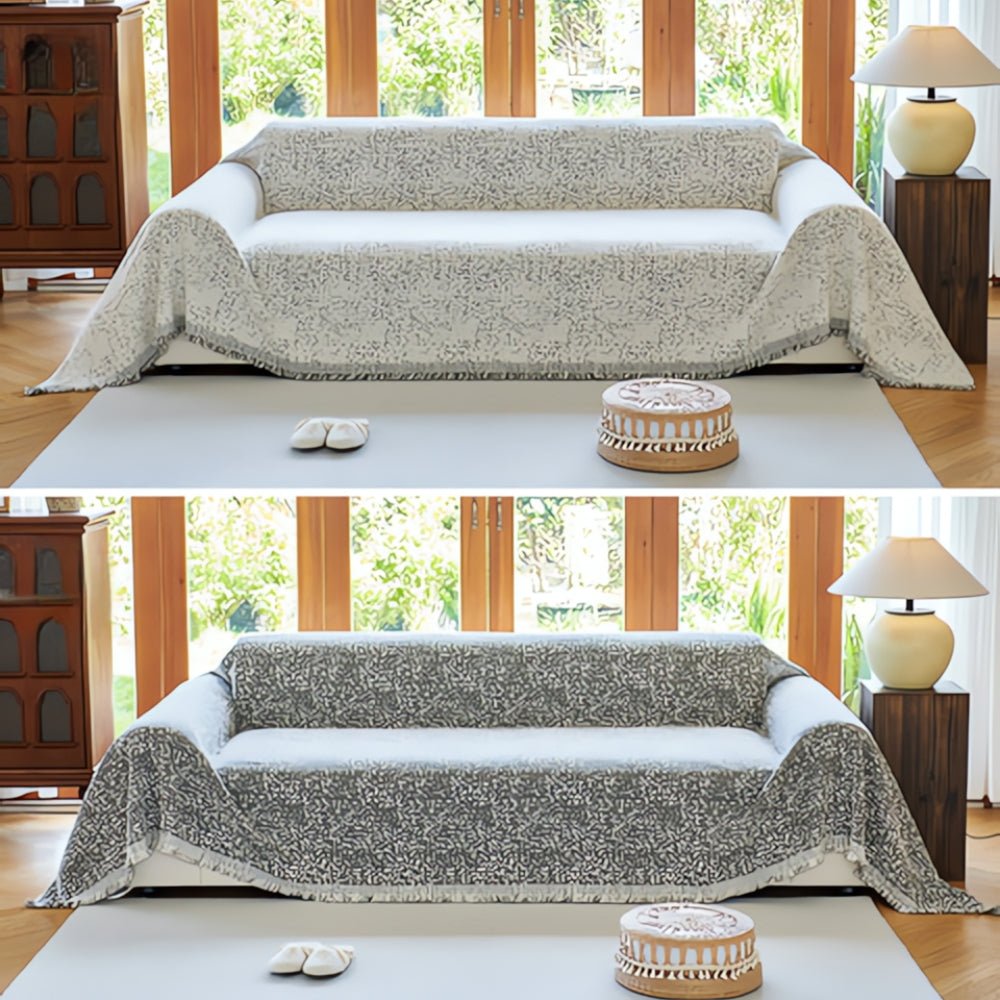 Nordic Speckle Pattern Reversible Sofa Throw - Sofa Cover - Ash Fern - Seravelle Home