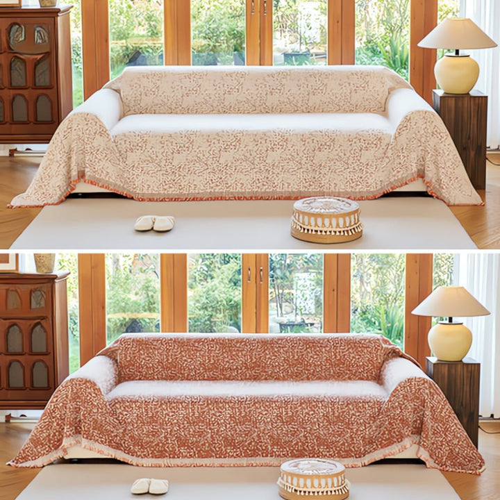 Nordic Speckle Pattern Reversible Sofa Throw - Sofa Cover - Peach Petal - Seravelle Home