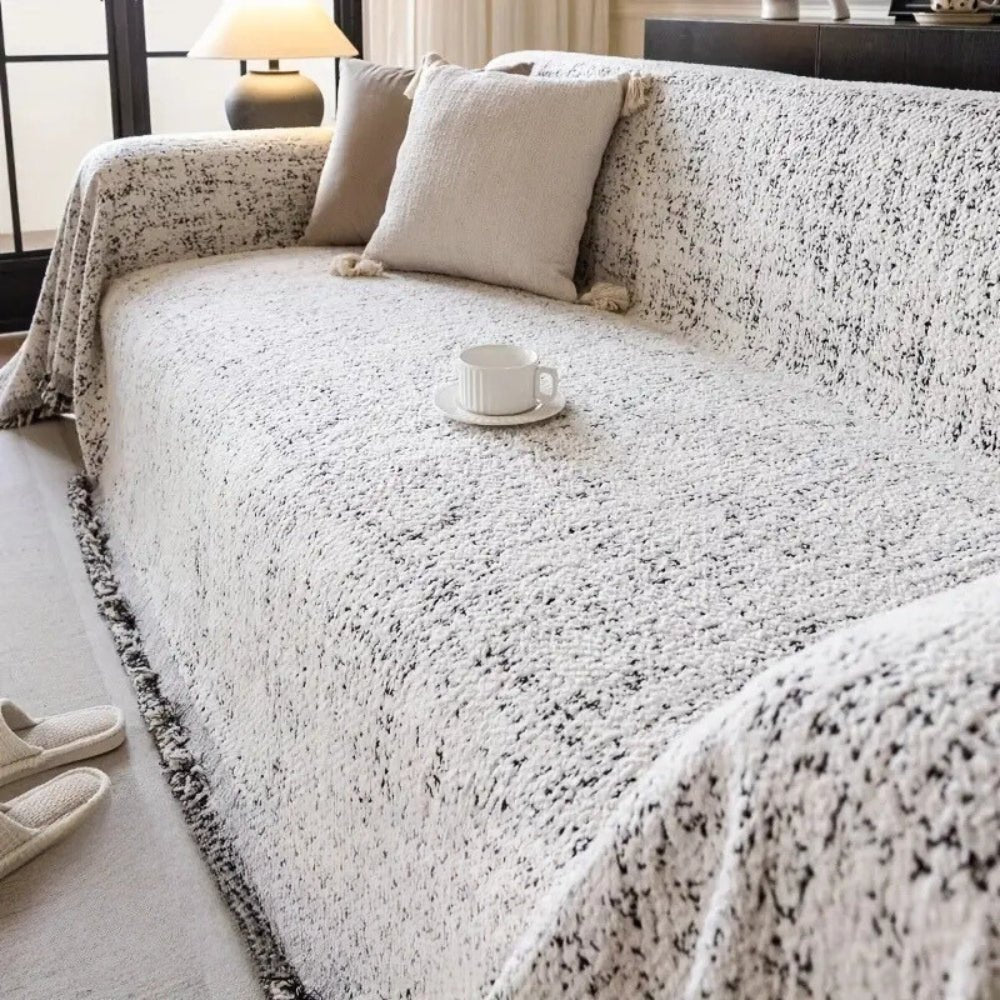 Nordic Speckle Pattern Reversible Sofa Throw - Sofa Cover - Charcoal Ivy - Seravelle Home