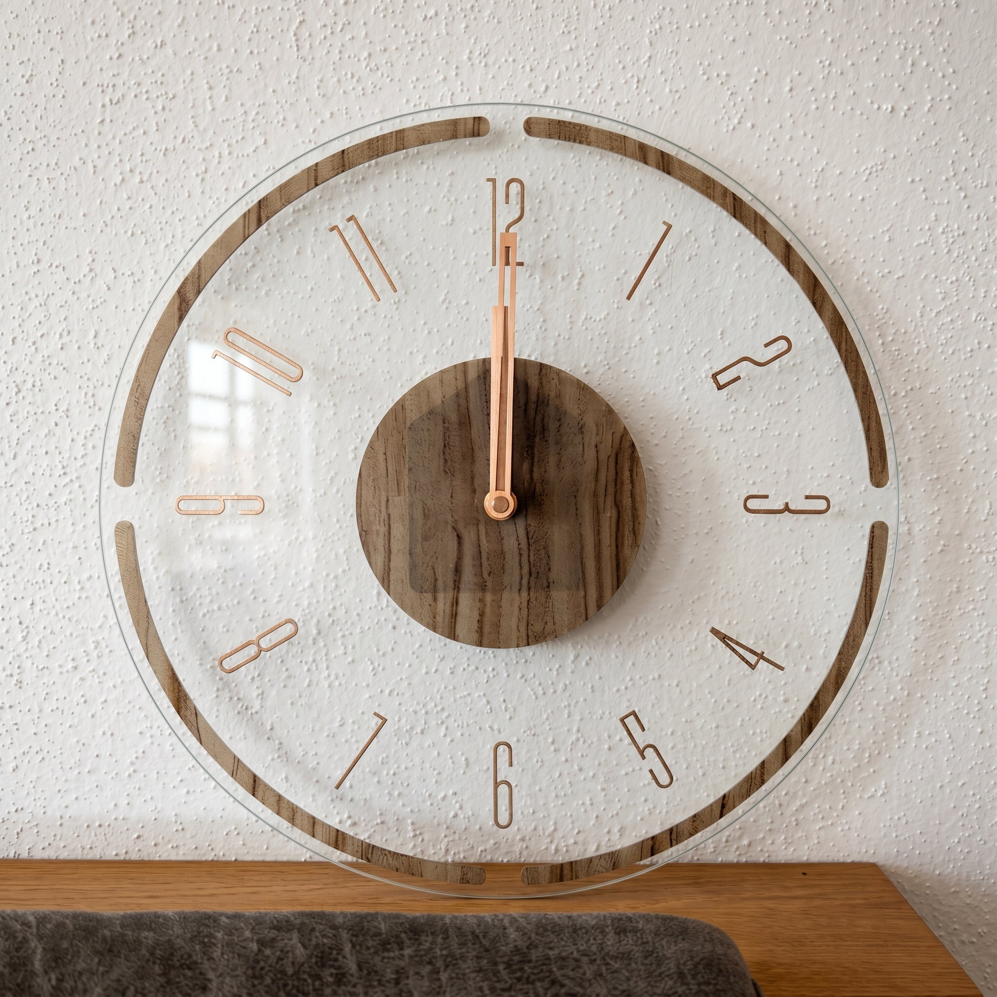 Nordic Wall Clock in Open Design with Wood Detail - Wall Clock - Classic - Seravelle Home