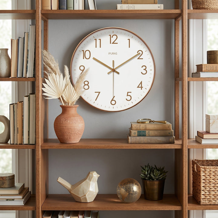 Nordic Wall Clock with Large Numerals and Silent Mechanism