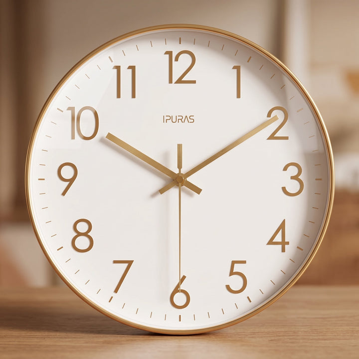 Nordic Wall Clock with Large Numerals and Silent Mechanism