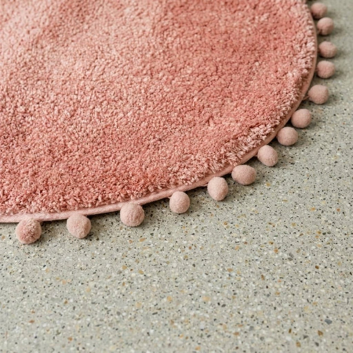 Oval Rug with Pompom Border - Rug and Carpets - Pink - Seravelle Home
