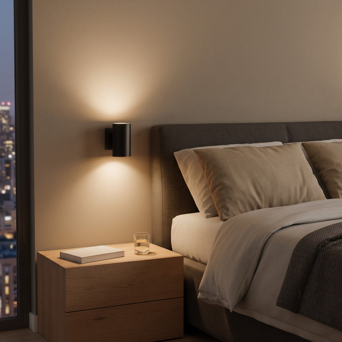 Plug-In Cylinder Wall Light with Automatic Night Sensor - Wall Light Fixtures - Seravelle Home