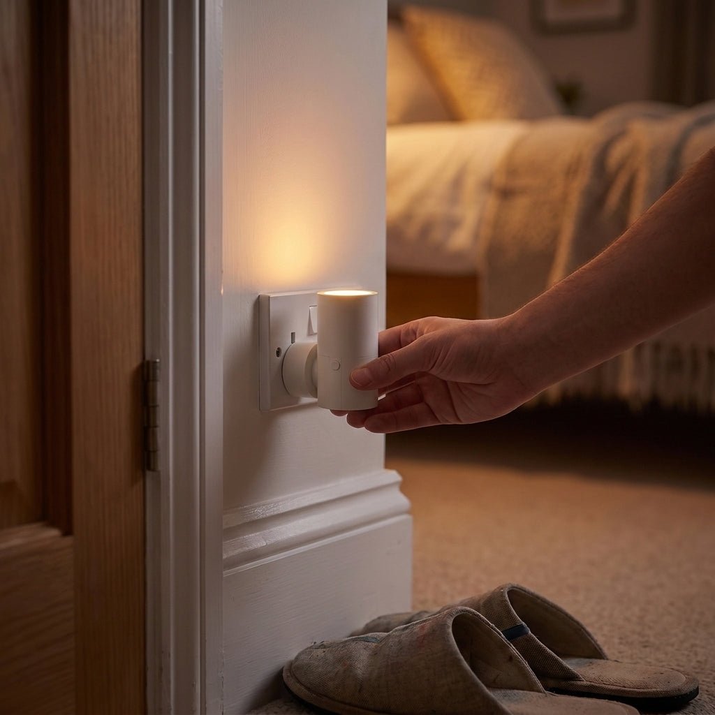 Plug In Wall Lamp with Adjustable Night Light Sensor - Night Lights & Ambient Lighting - White - Seravelle Home