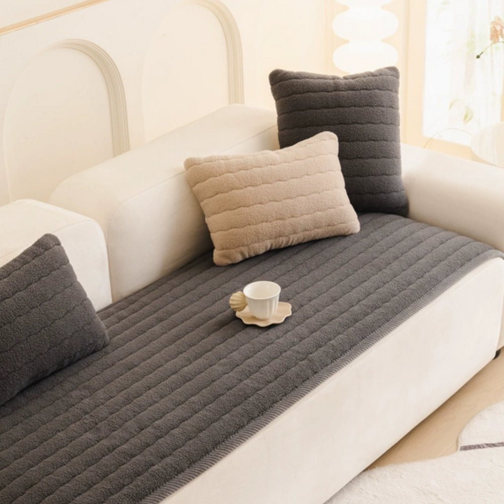 Plush Sofa Cover with Thick Texture for Upholstered Furniture - Sofa Throw - Charcoal Mist - Seravelle Home