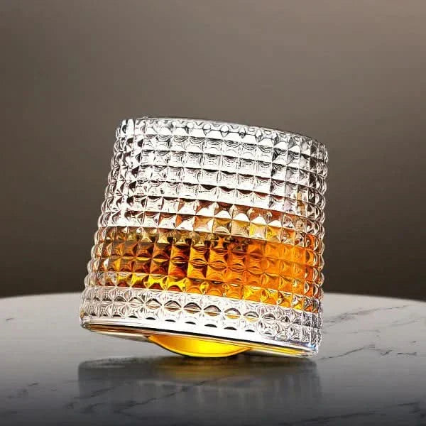 Whiskey Glasses with Rotating Base for Aromatic Enjoyment