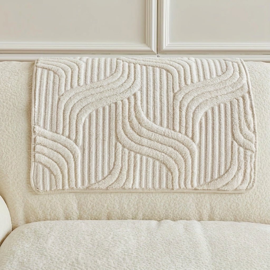 Quilted Sofa Cover with Wave Pattern and Textured Surface - Sofa Cover - Beige - Seravelle Home