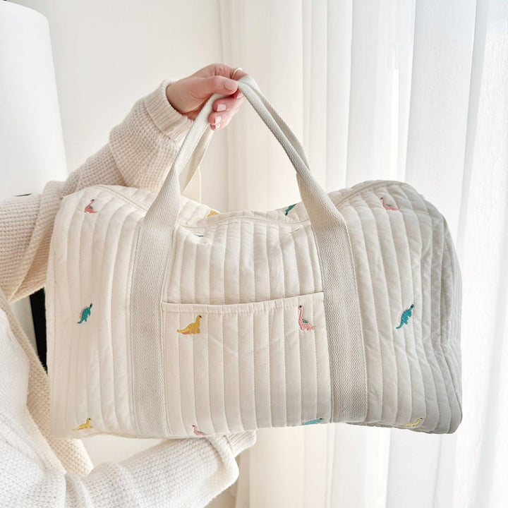 Quilted Travel Bag with Embroidery Design - Reisetasche - Dinosaur - Seravelle Home