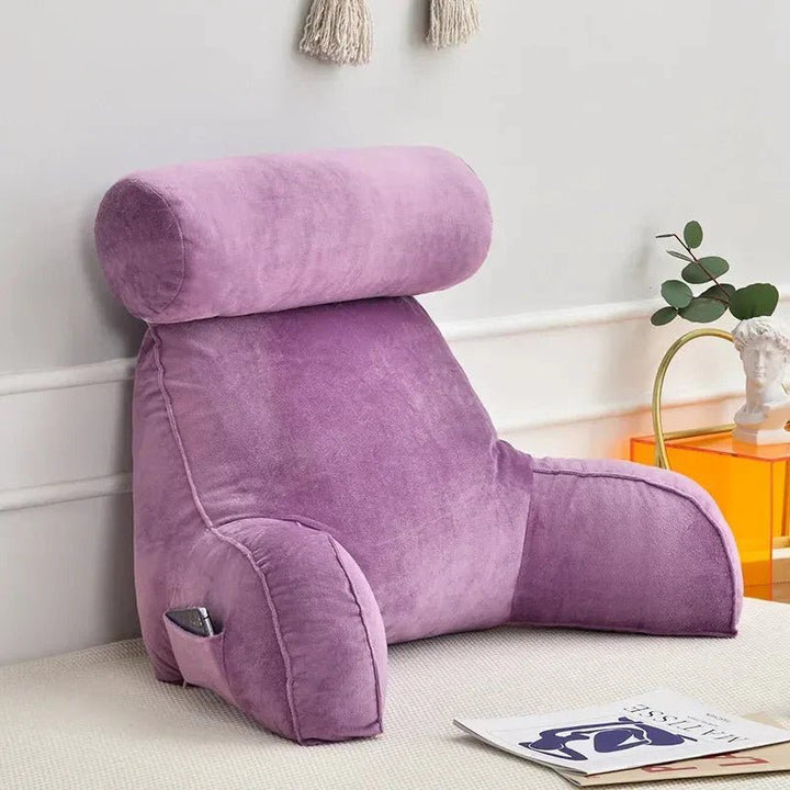 Reading Cushion with Backrest and Arm Support for Bed and Sofa - Pillow - Purple - Seravelle Home