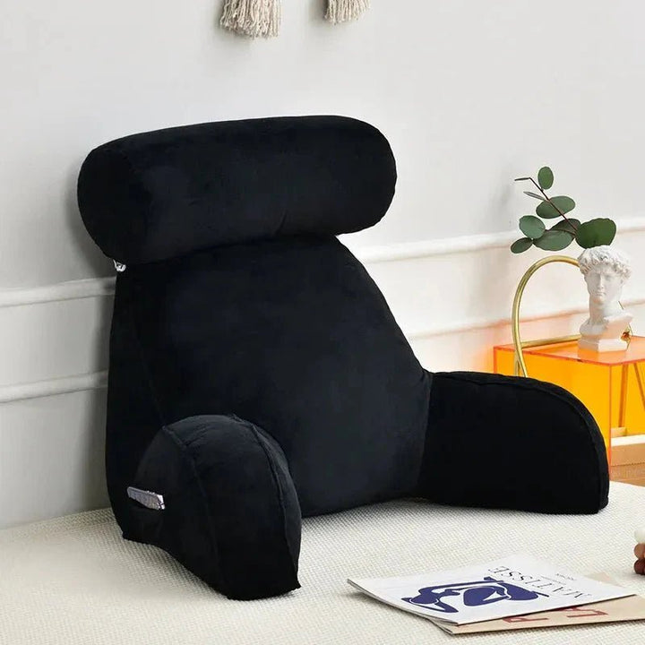 Reading Cushion with Backrest and Arm Support for Bed and Sofa - Pillow - Black - Seravelle Home