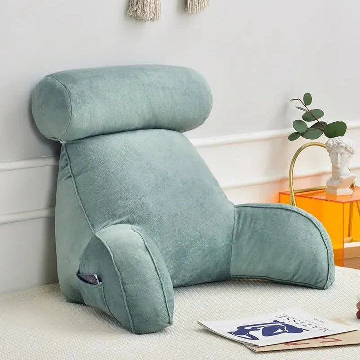 Reading Cushion with Backrest and Arm Support for Bed and Sofa - Pillow - Green - Seravelle Home