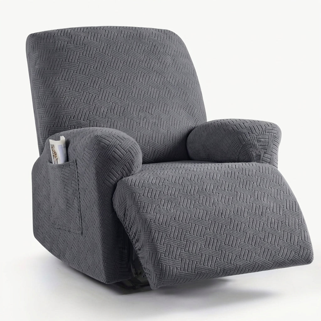 Recliner Chair Cover with Side Pocket - Sofa Cover - Dark Grey - Seravelle Home