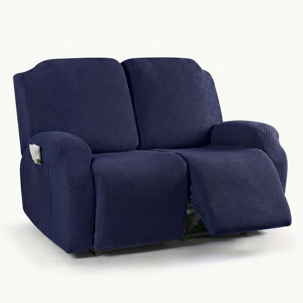 Recliner Chair Cover with Side Pocket - Sofa Cover - Navy - Seravelle Home