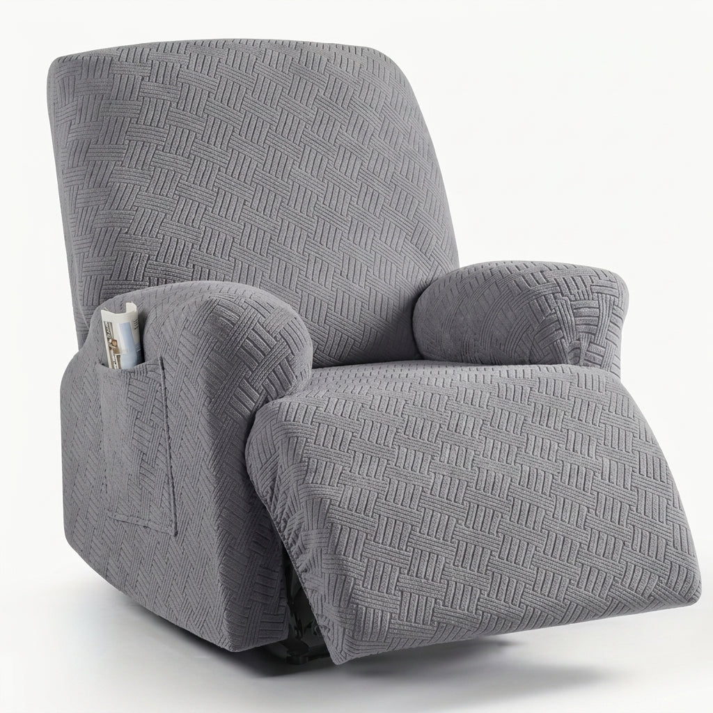 Recliner Chair Cover with Side Pocket - Sofa Cover - Light Grey - Seravelle Home