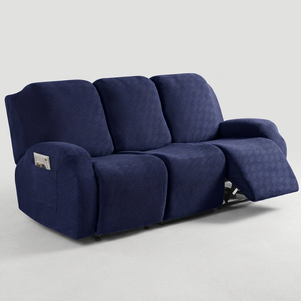 Recliner Chair Cover with Side Pocket - Sofa Cover - Navy - Seravelle Home