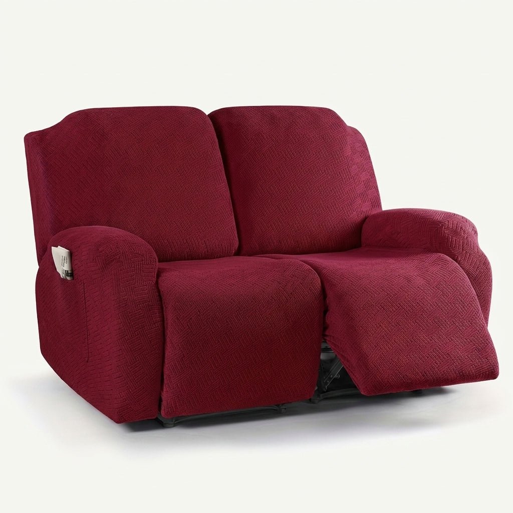 Recliner Chair Cover with Side Pocket - Sofa Cover - Burgundy - Seravelle Home
