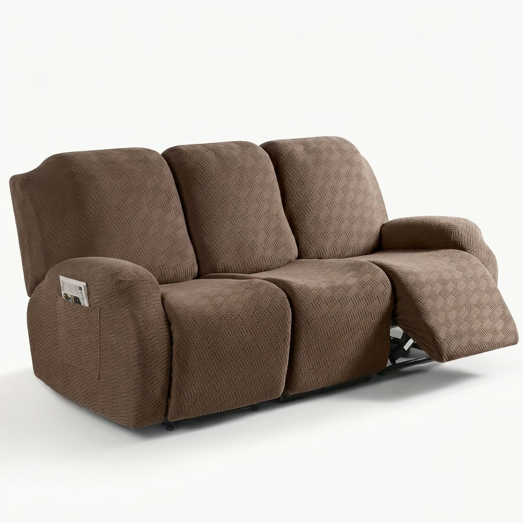 Recliner Chair Cover with Side Pocket - Sofa Cover - Light Brown - Seravelle Home