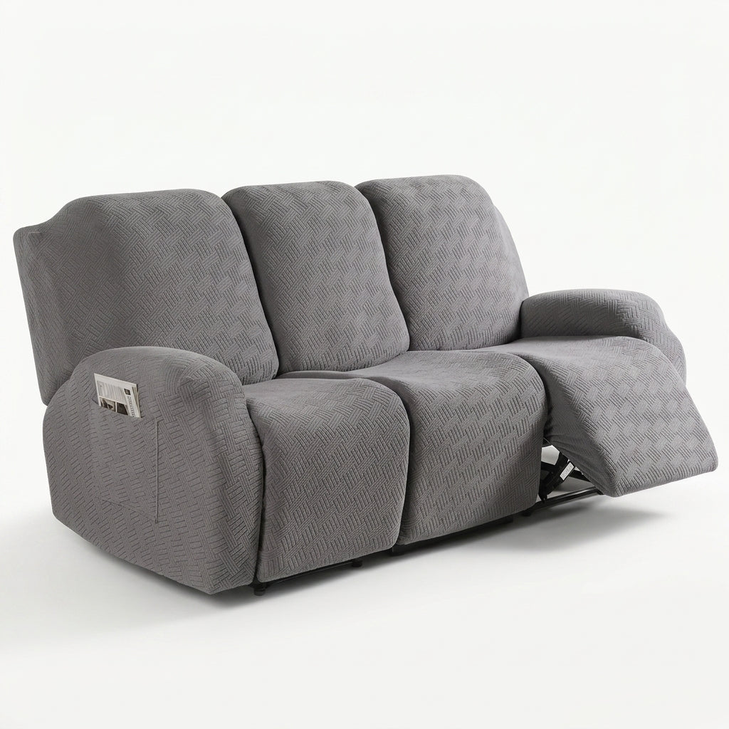 Recliner Chair Cover with Side Pocket - Sofa Cover - Light Grey - Seravelle Home