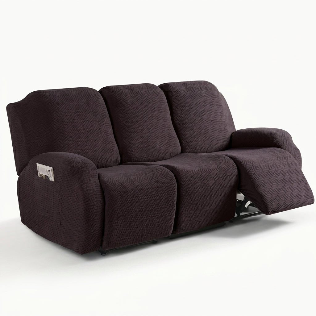 Recliner Chair Cover with Side Pocket - Sofa Cover - Dark Brown - Seravelle Home