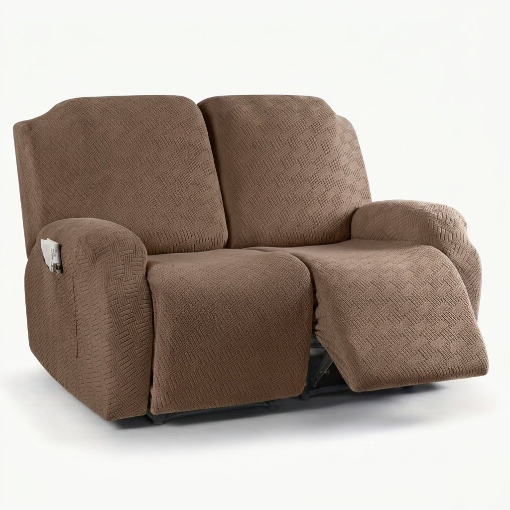 Recliner Chair Cover with Side Pocket - Sofa Cover - Light Brown - Seravelle Home