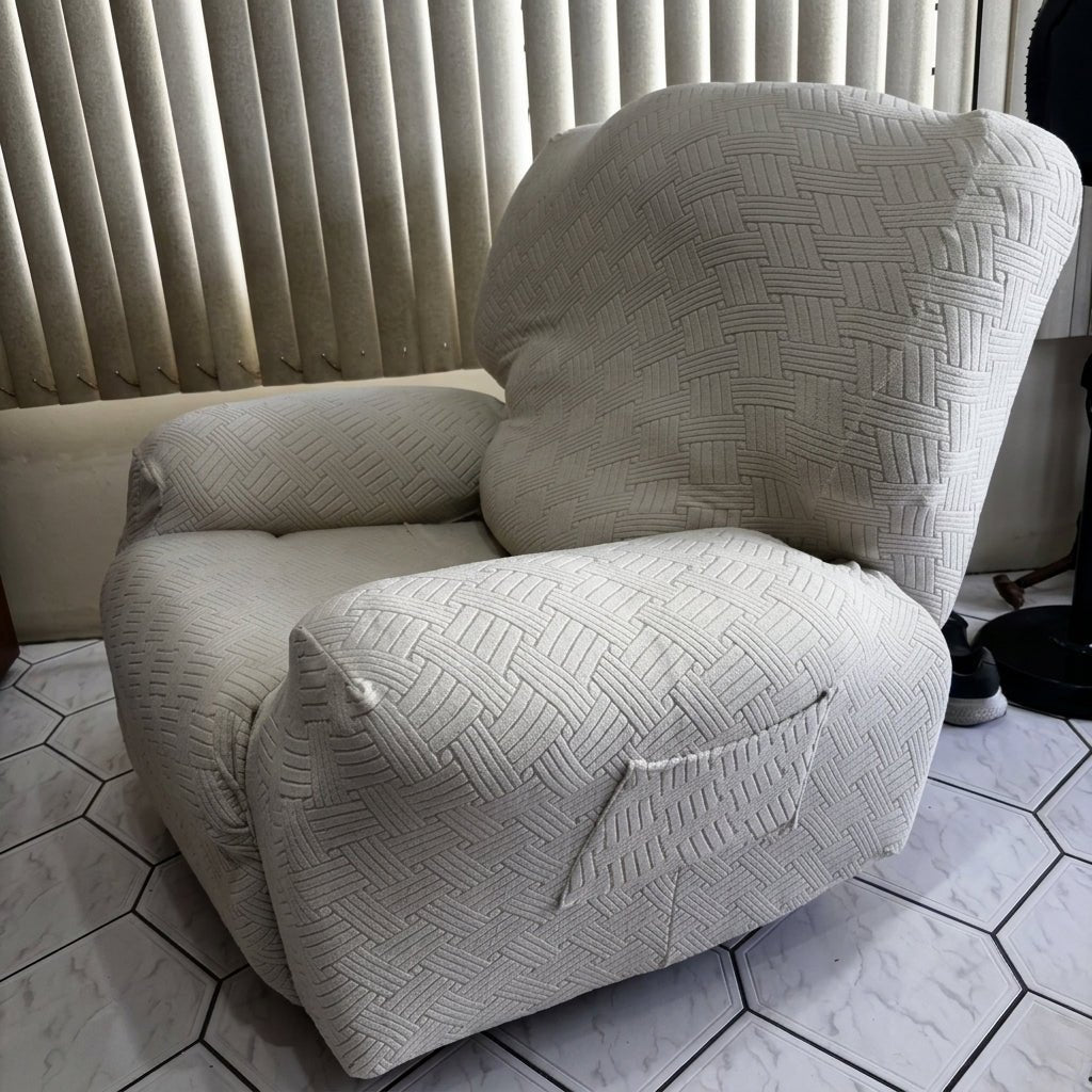 Recliner Chair Cover with Side Pocket - Sofa Cover - Light Grey - Seravelle Home